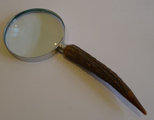 Grand Antique English Antler Horn & Sterling Silver Magnifying Glass - 1906