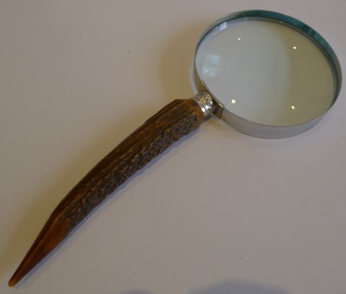 fig 1. Grand Antique English Antler Horn & Sterling Silver Magnifying Glass - 1906