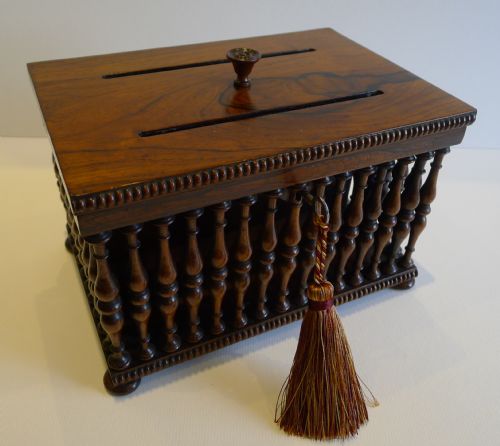 fig 1. Antique English Regency Letter Box in Rosewood c.1820