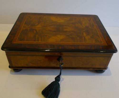 Antique English Inlaid Walnut Table or Desk Box C.1880