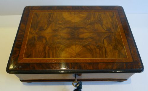 fig 1. Antique English Inlaid Walnut Table or Desk Box c.1880