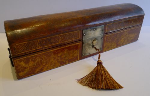 Antique Chinese Qing Dynasty Pigskin Document Box C.1850