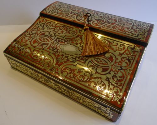 Magnificent Antique French Tortoiseshell and Brass Boulle Lap Desk / Writing Slope C.1850