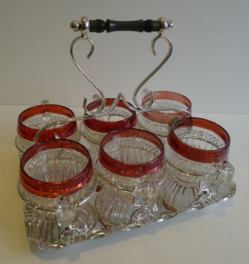 Wonderful Antique English Silver Plated Custard Cup Caddy C.1910