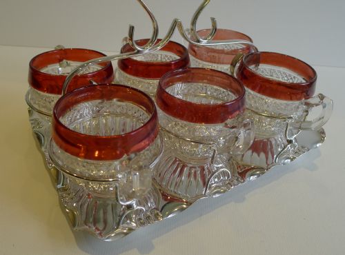 fig 1. Wonderful Antique English Silver Plated Custard Cup Caddy c.1910
