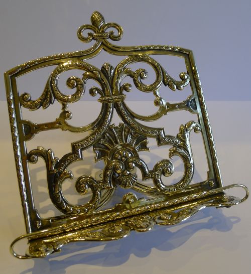 Fabulous Antique English Brass Book Rest / Lectern by Adolph Frankau & Co., 1887