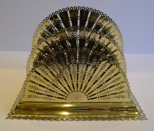 fig 1. Large Antique English Brass Fan Shaped Letter Rack or Holder - Reg. For 1890