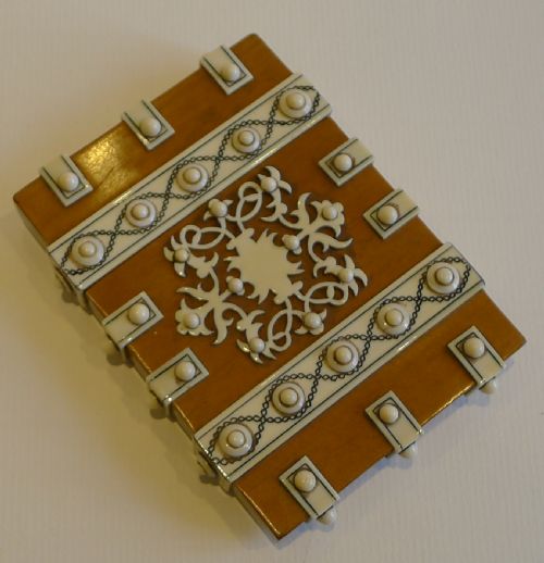 fig 1. Antique Anglo Indian Sandalwood & Ivory Visiting Card Case c.1860