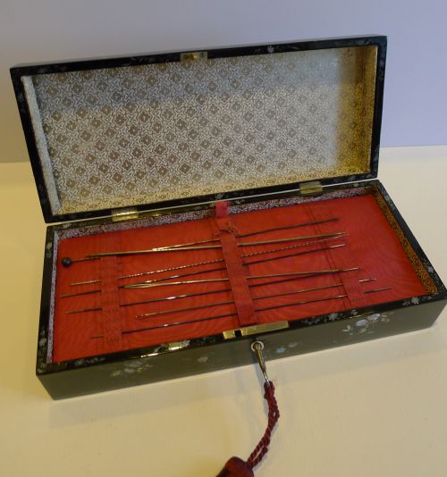 fig 1. Unusual Antique Paper Mache Needles Box by Jennens & Bettridge c.1860