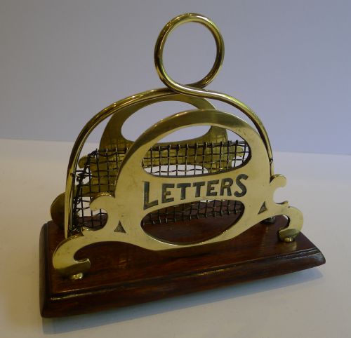 fig 1. Unusual Oak & Brass Letter Rack or Holder by William Tonk c.1890