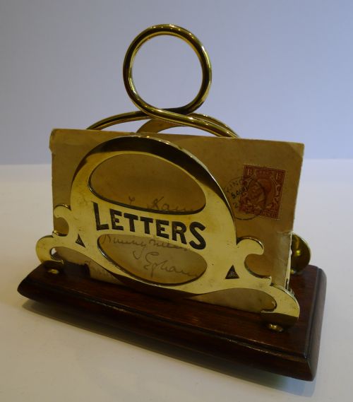 fig 2. Unusual Oak & Brass Letter Rack or Holder by William Tonk c.1890
