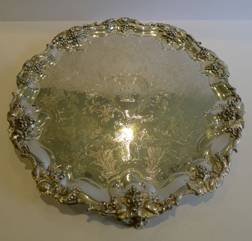 Antique English Sheffield Plate Salver or Tray - Ship - James Dixon C.1835