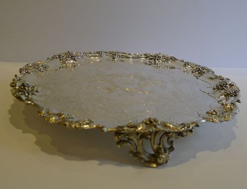 fig 1. Antique English Sheffield Plate Salver or Tray - Ship - James Dixon c.1835