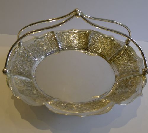 Unusual Antique English Silver Plated Cake Basket by Roberts & Belk C.1880