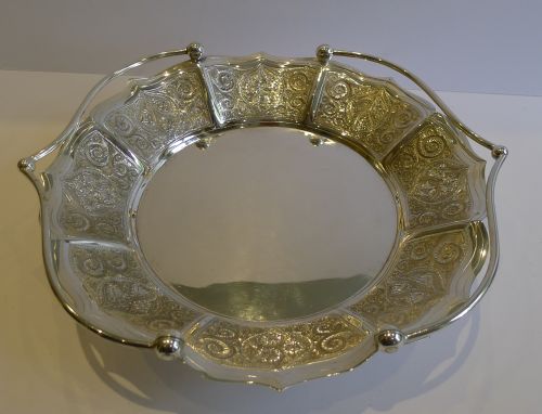 fig 1. Unusual Antique English Silver Plated Cake Basket by Roberts & Belk c.1880