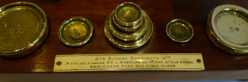 fig 1. Handsome Antique English Mahogany & Brass Postage or Letter Scale by Sampson Mordan
