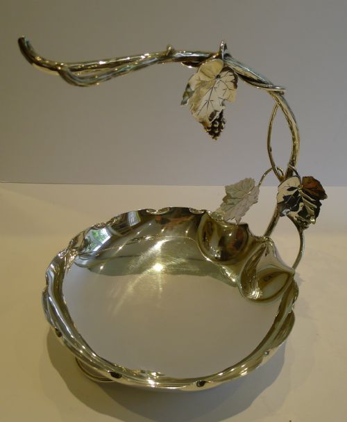 Antique English Silver Plated Grape Stand / Dish by Hukin & Heath C.1890