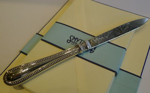 Decorative Antique English Sterling Silver Letter Opener - 1878