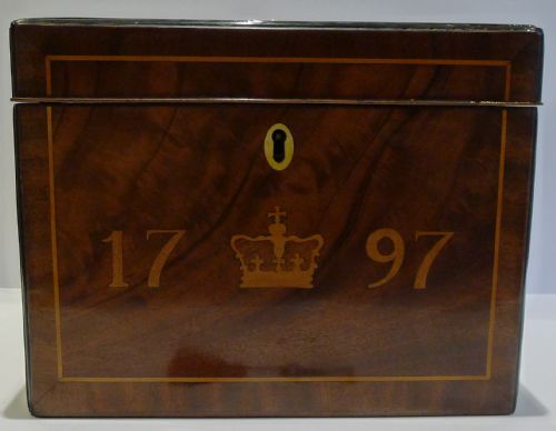 Magnificent Large 18th Century Boxwood Inlaid Mahogany Box - 1797