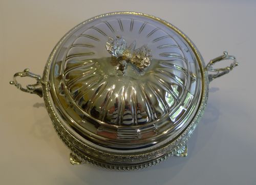 fig 1. Antique English Silver Plate & Glass Caviar Serving Dish c.1880 by Thomas Prime