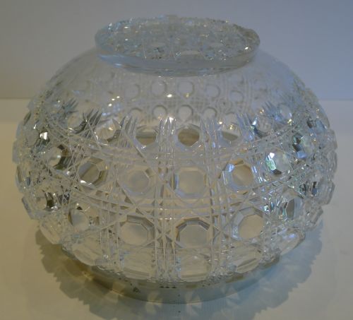 fig 2. Grand Large Antique English Cut Crystal & Silver Plate Salad Bowl With Original Servers c.1895