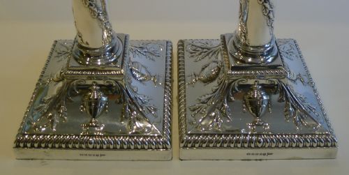 fig 1. Stunning Pair Classic Antique English Silver Plated Candlesticks by Walker & Hall - 1889