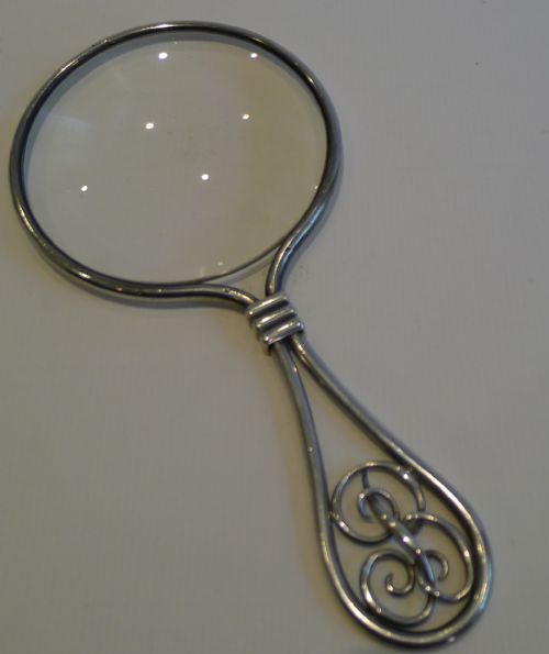 Fabulous Grand Antique French Silver Magnifying Glass C.1890 "B"