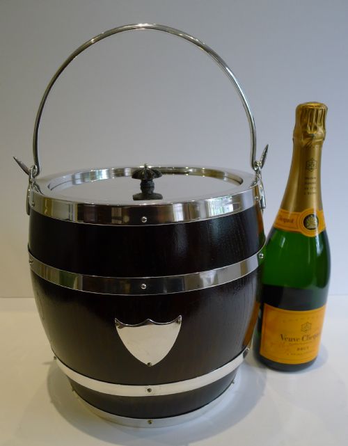 Rare Mammoth Ice Bucket / Champagne Bucket - Form of a Biscuit Box or Barrel by Carrington & Co. Edinburgh