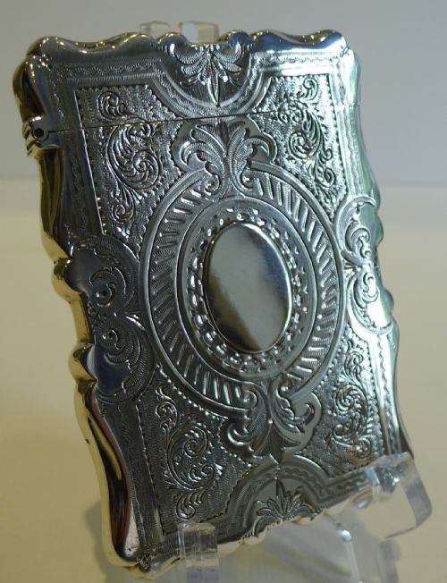 Handsome Antique English Sterling Silver Visiting Card Case - 1876