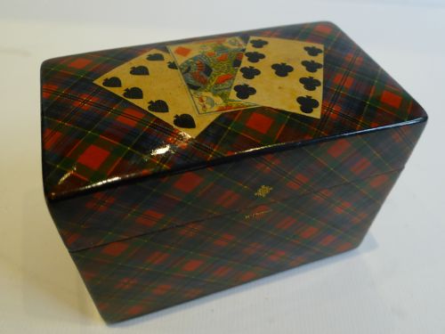 Antique Scottish Mauchline Tartan Ware Playing Card Box - Mcpherson C.1870