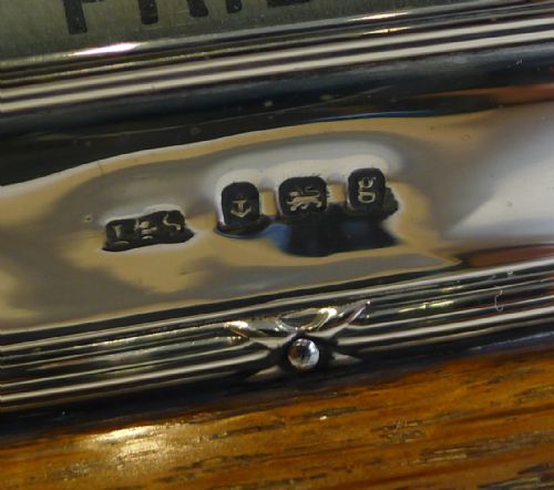 fig 1. Antique English Oak & Sterling Silver Perpetual Desk Calendar 1906
