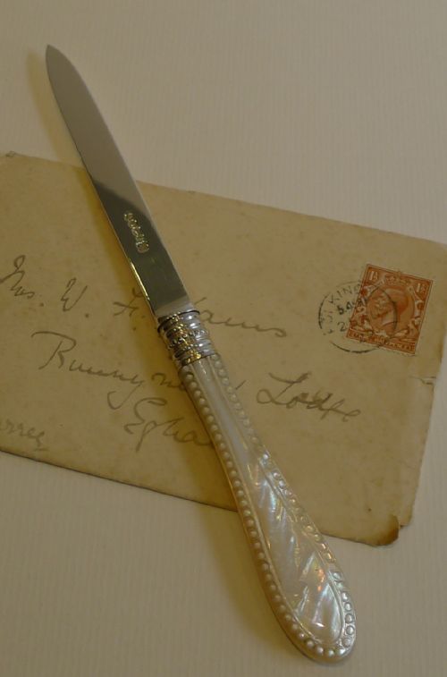 Antique English Sterling Silver & Mother of Pearl Letter Opener