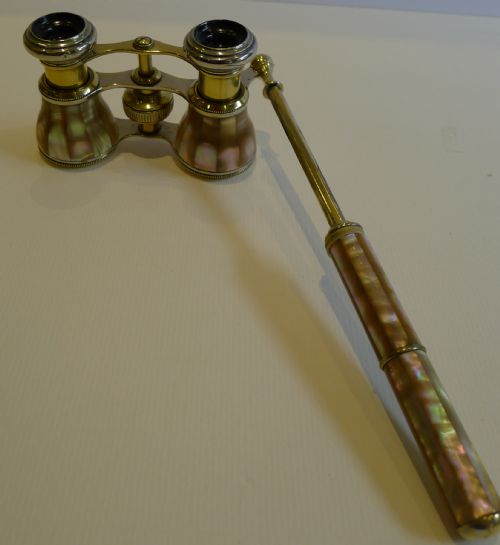 Antique Opera Glasses - Mother of Pearl C.1900 with Lorgnette Handle