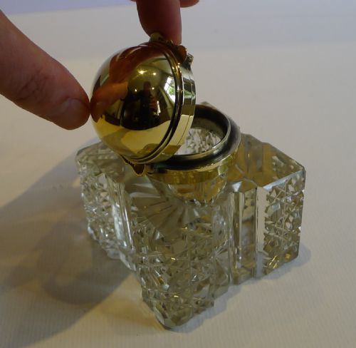 fig 1. Large Antique English Partners Desk Inkwell by Betjemann's c.1880