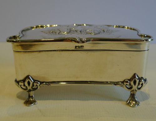 fig 1. Antique Art Nouveau English Sterling Silver Jewelry Box - Reynold;s Angels