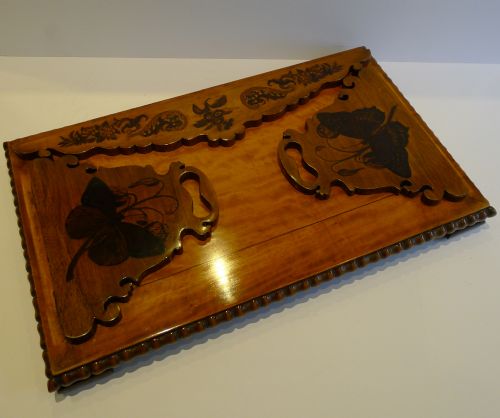 Rare Tunbridge Ware Book Carrier by Edmund Nye (Original Label) - Butterfly, C.1850