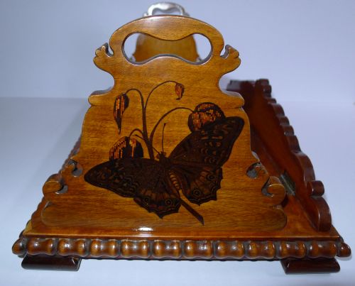 fig 2. Rare Tunbridge Ware Book Carrier By Edmund Nye (Original Label) - Butterfly, c.1850