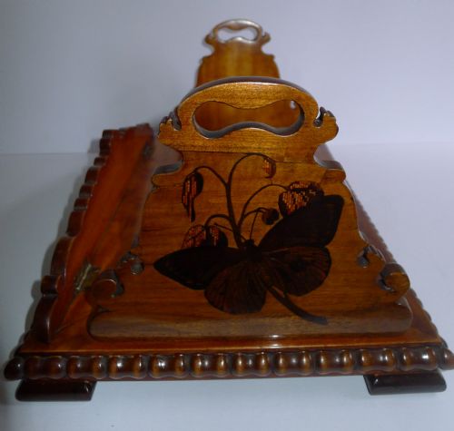 fig 3. Rare Tunbridge Ware Book Carrier By Edmund Nye (Original Label) - Butterfly, c.1850