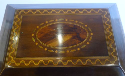 fig 1. Elegant & Stylish English Sheraton Inlaid Harewood Table Box c.1790