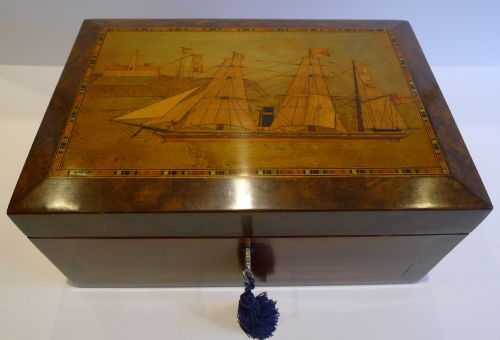 Magnificent Antique English Trinity House Sewing / Spice Box C.1870