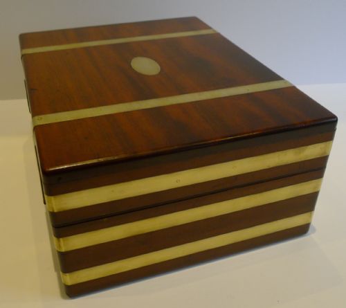 fig 1. Antique English Brass Bound Jewellery Box by Mechi & Bazin, London, c.1860