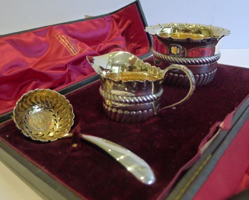 Unusual Antique English Sterling Silver Serving Set - Coins in Bases - 1894