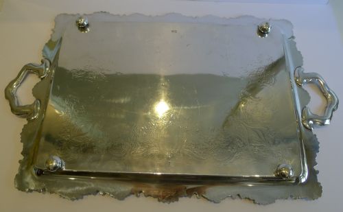 fig 1. Large Antique English Silver Plated Serving Tray c. 1890