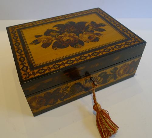 Antique Tunbridge Ware Box by Thomas Barton, Late Nye (Original Label) C.1850
