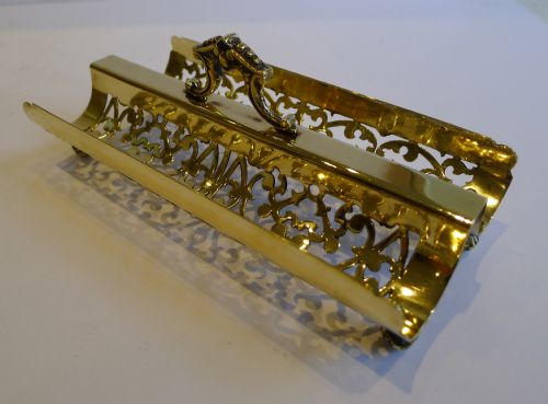 Decorative Antique English Brass Double Pen Tray C.1890