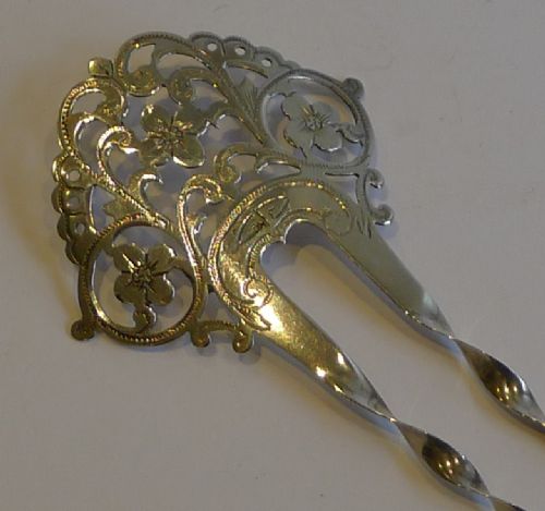 Small Antique English Sterling Silver Hair Comb - 1906 - Flowers