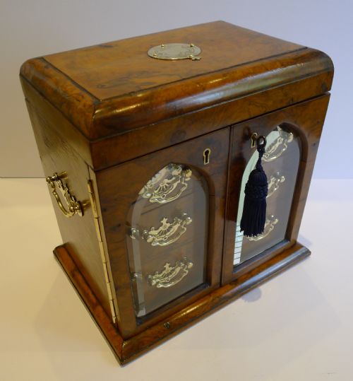 fig 1. Handsome Antique English Jewellery Box in Burl Walnut c.1890