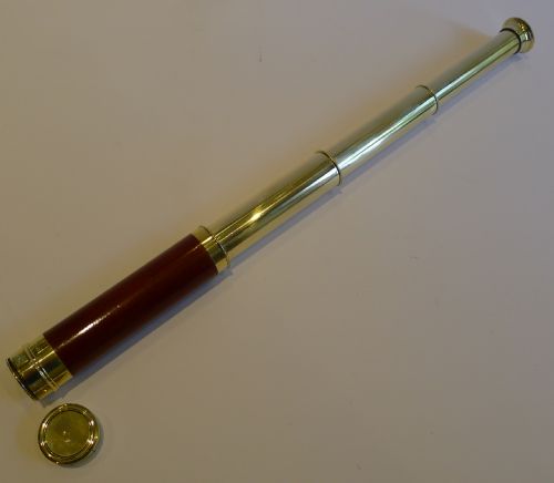 Antique English Mahogany and Polished Brass Telescope C.1860