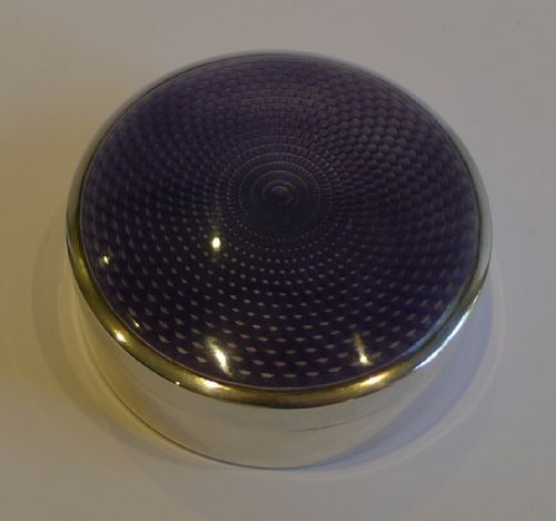 fig 1. English Sterling Silver & Lilac Guilloche Enamel Box - Birmingham 1921