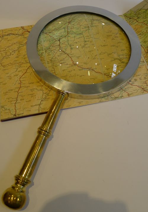 Rare Antique English Mammoth Map or Library Magnifying Glass C.1900/1910